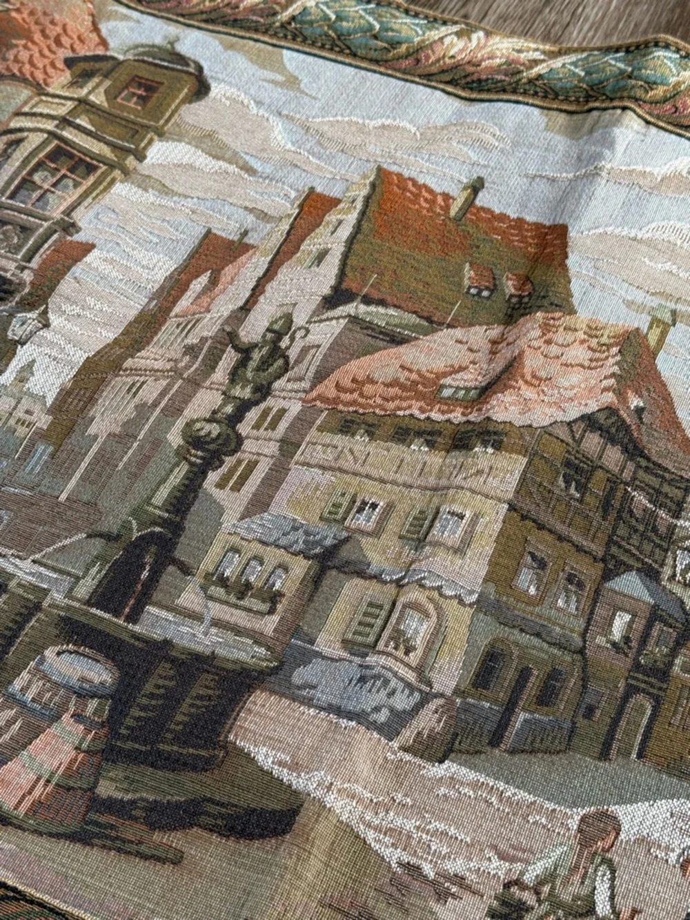 Vintage European street scene Tapestry Medieval Pictorial Tapestry Wall Hanging